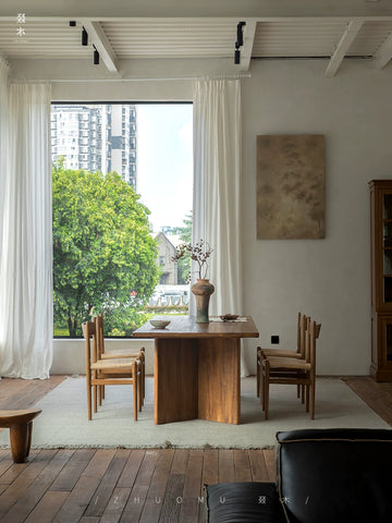 Wooden | Chandigarh Reading Table\ Wabi Sabi Middle Ancient Wood Dining Table Designer All Solid Wood Display Workbench