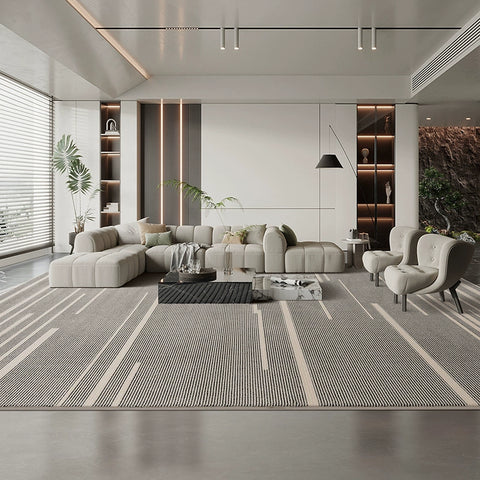 Carpet living room coffee table light luxury high-end modern simple high-end home new black warm color striped short velvet