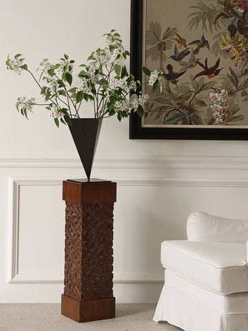 Solid Wood Pier Flower Stand Base Sculpture Artwork Ornament B & B Hotel Floor-to-ceiling Entrance Decorative Table Pillar