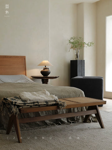 Wood | Chandigarh Dining Table Bench Dining Chair Solid Wood Rattan Shoe Changing Stool Bedside Stool Bedroom Medieval Furniture