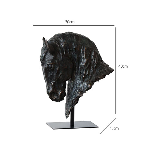Supernatural Medieval Horse Head Imitation Bronze Sculpture French Black Horse Ink Charm Living Room Good Luck Housewarming Gift Decoration Ornaments
