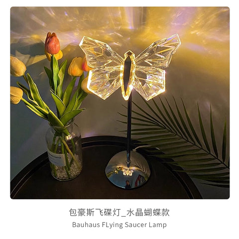 Creative Crystal Butterfly Desk Lamp Bedroom Bedside Girl Night Lamp Romantic Girlfriend Internet Celebrity Atmosphere Gift Lamp