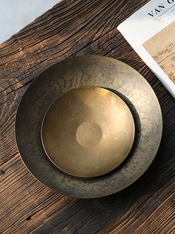Shaped Brass Fruit Plate Wabi Sabi Medieval Living Room Dining Table Ornament Model House Sales Office Entrance Desktop Decoration