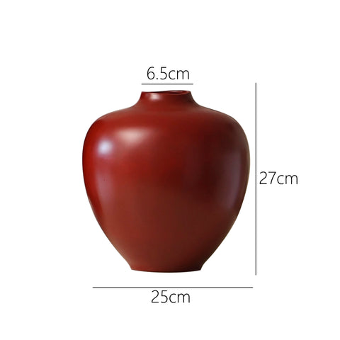 Medium-ancient Style Carmine in Shape, Large Jar, Vase, Retro Solid Wood Base, Floor-to-ceiling Decoration in The Sales Office