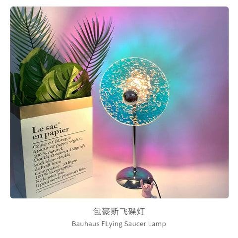 Table Lamp Ambient Lamp Bedside Lamp Bauhaus Flying Saucer Ice Cube Retro Creative Wabi Sabi Medieval Bedroom Night Lamp