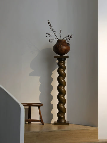 Shape French Medieval Base Spiral Sculpture Table Pillar Floor Wabi Sabi Art Ornament Retro Column Decoration