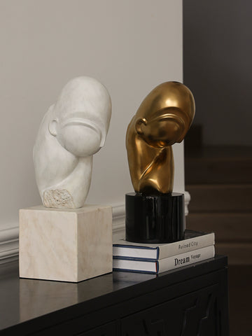 "The Thoughts of Boccani" Brancusi Replica Sculpture, Minimalist Art Imitation Stone Texture Decorative Ornament