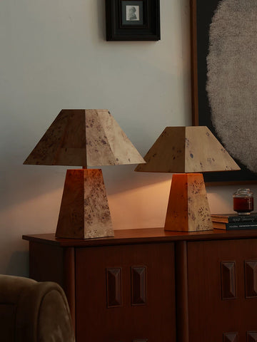 Supernatural Retro Tree Burl Wood Veneer Art Table Lamp B&b Hotel House Mid-century Old Money Style Atmosphere Lamp Desktop Ornament