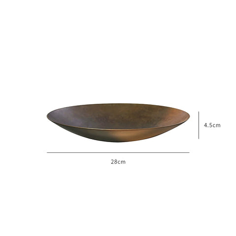 Supershaped Medieval Solid Wood Vase, Wabi-sabi Style Living Room Desktop Antique Copper Fruit Plate Decoration, Hanging Painting Ornaments