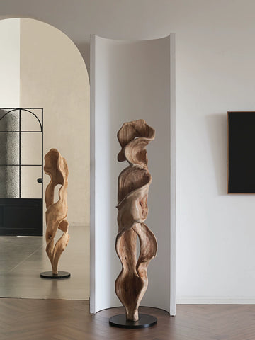 "formal Original" "muyu·flowing" Wood Carving Ornaments Floor-standing Decorative Sales Office Entrance Sculpture Artwork