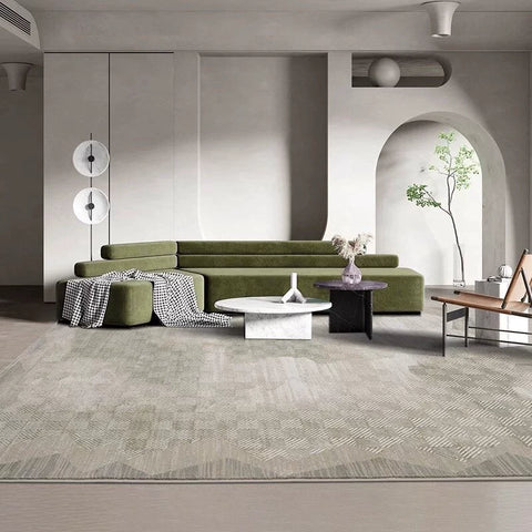 Cream Wind Carpet Living Room Green Coffee Table Blanket Geometric Pattern Modern Simple High-grade Light Luxury Short Hair Blended Blanket Surface
