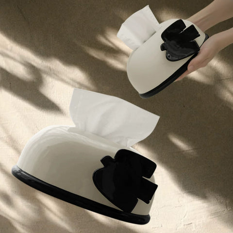 Flying Bird Series Black and White Handmade Ceramic Tissue Box - Decorative Storage for Living Room Coffee Table and Desktop