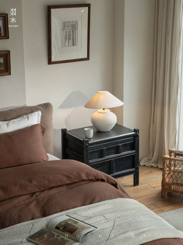 Old Wood Renovation Japanese-Style Wabi Sanfeng Homestay Weathered Wood Bedside Table Make Old Color Living Room Solid Wood Side Cabinet