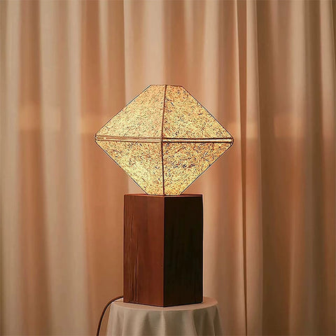 Retro High-end Bedside Lamp Bedroom Living Room Decoration Solid Wood Fabric Rhombus Study Desk Lamp