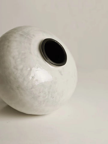 Vintage Vase Moon Jar Japanese Handmade Jingdezhen White Flower Ware Living Room Ornament