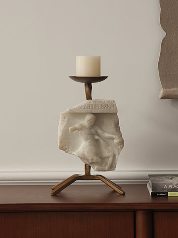 French Classical Sculpture Fragment Candle Holder Medieval Imitation Jade Retro Candle Cup Candlelight Atmosphere Decorative Ornament