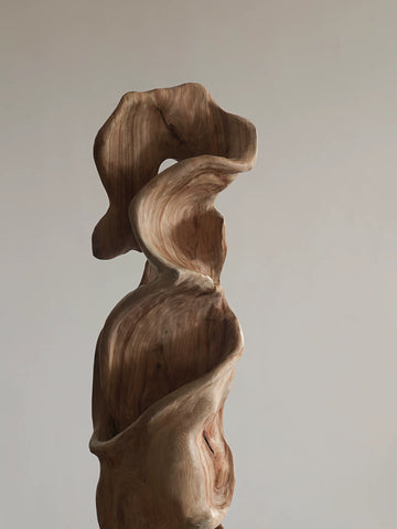 "formal Original" "muyu·flowing" Wood Carving Ornaments Floor-standing Decorative Sales Office Entrance Sculpture Artwork