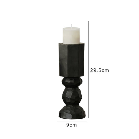 Shape Wabi-sabi Wabi-sabi Carbonized Wood Candlestick Solid Wood Geometric Modeling Candle Cup Candlelight Dinner Table Ornament