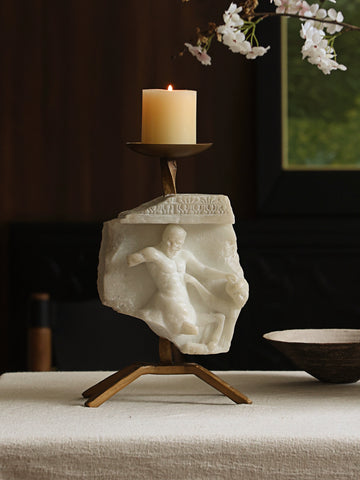 French Classical Sculpture Fragment Candle Holder Medieval Imitation Jade Retro Candle Cup Candlelight Atmosphere Decorative Ornament