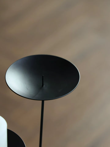 Medium-ancient Style Wrought Iron Candlestick Three-end Floor-to-ceiling Living Room, Homestay Tea, Sense of Space Atmosphere, Entrance Wabi-sabi Ornament