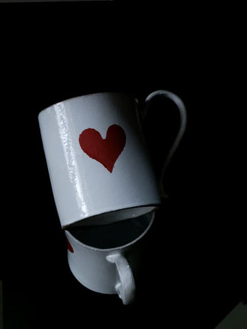 Astier De Villatte Heart Mug Red Heart Mug Water Cup Black Pottery