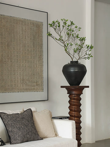 Spiral Wood Base Charles French Sculpture Table Column Floor To Make Old Wabi-sabi Art Decorative Column Ornament