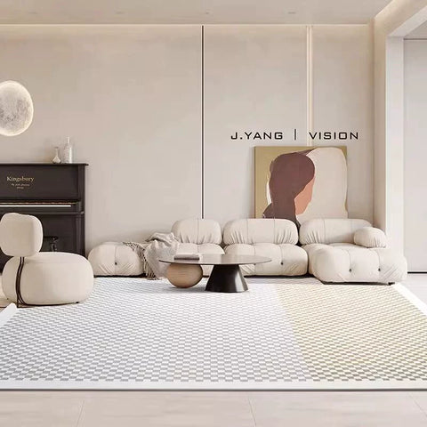 Cream Wind Carpet Living Room Green Coffee Table Blanket Geometric Pattern Modern Simple High-grade Light Luxury Short Hair Blended Blanket Surface
