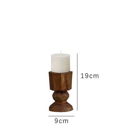 Shape Wabi-sabi Wabi-sabi Carbonized Wood Candlestick Solid Wood Geometric Modeling Candle Cup Candlelight Dinner Table Ornament