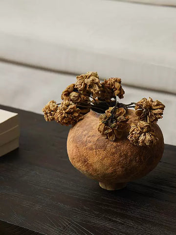 Wuji-shaped Feng Zheyuan Ceramic Art Vase Wabi-sabi Japanese Style Retro Desktop Ornaments Rough Pottery Tea Space Decoration