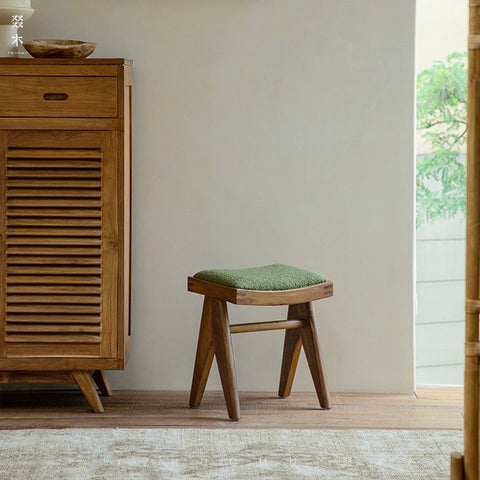 Wood/Chandigarh Stool | Medieval Wabi Wind Low Stool Teak Soft Bag Home Door Shoe Change Stool Small Stool