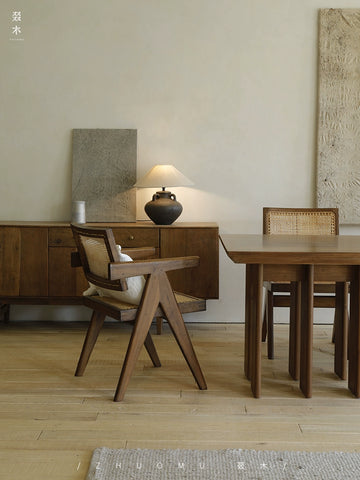 Wood | Chandigarh Pj Chair Wabi-sabi Medieval Furniture Teak Dining Chair Retro Rattan Solid Wood Study Chair