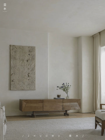Japanese Wabi-Sabi TV Cabinet Guesthouse & Hotel Designer Vintage Living Room Japanese Solid Wood Furniture