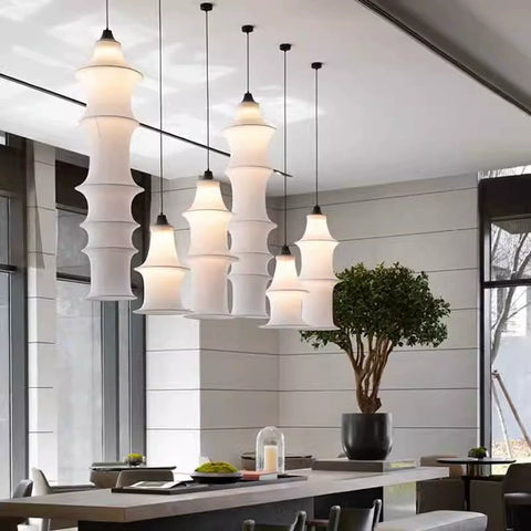 New Chinese-style Wabi Sabi Creative Modern Japanese-style Dining Room Living Room Bedroom Study Staircase Bar Tea Room Fabric Long Chandelier