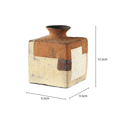 Shape Feng Zheyuan Thick Ceramic Vase Japanese Tea Room Ornament Living Room Flower Arrangement Home Wabi Sabi Zen Decoration