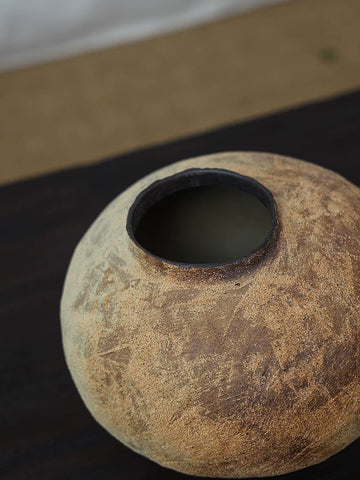 Wuji-shaped Feng Zheyuan Ceramic Art Vase Wabi-sabi Japanese Style Retro Desktop Ornaments Rough Pottery Tea Space Decoration