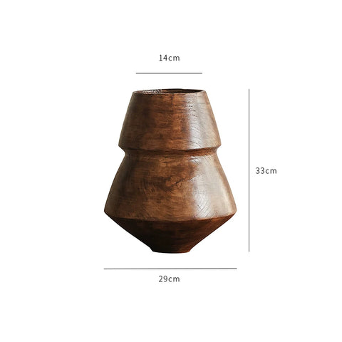 Supershaped Medieval Solid Wood Vase, Wabi-sabi Style Living Room Desktop Antique Copper Fruit Plate Decoration, Hanging Painting Ornaments