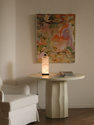 Natural Marble Table Lamp French Italian Style Living Room Study Bedroom Simple Designer Luxury Stone Marble Table Lamp