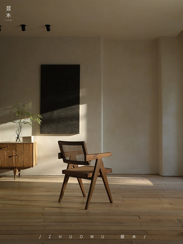 Wood | Chandigarh Pj Chair Wabi-sabi Medieval Furniture Teak Dining Chair Retro Rattan Solid Wood Study Chair