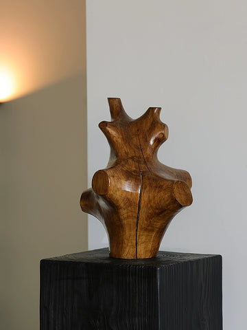 Solid Wood Sculpture Ornament Floor-to-ceiling Carbonized Wood Pillar, Wabi-sabi Wind Entrance Staircase Corner Pier