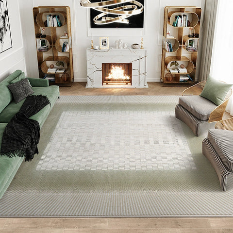 Cream Wind Carpet Living Room Green Coffee Table Blanket Geometric Pattern Modern Simple High-grade Light Luxury Short Hair Blended Blanket Surface