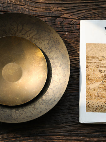 Shaped Brass Fruit Plate Wabi Sabi Medieval Living Room Dining Table Ornament Model House Sales Office Entrance Desktop Decoration