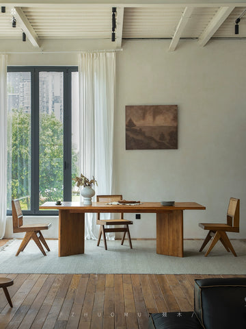 Wooden | Chandigarh Reading Table\ Wabi Sabi Middle Ancient Wood Dining Table Designer All Solid Wood Display Workbench