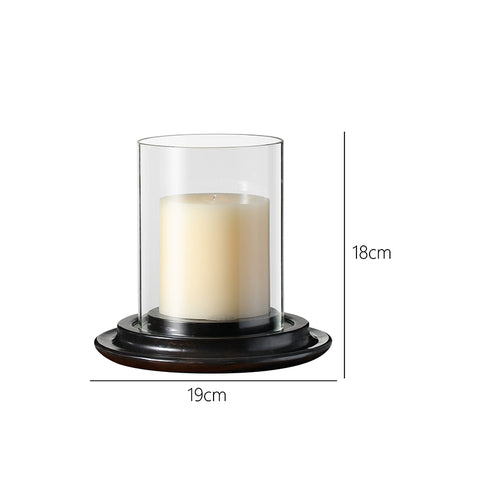 Shaped Large Wabi Candlestick Solid Wood Glass Cover Multi-core Candle French Restaurant Wedding Romantic Atmosphere Ornament