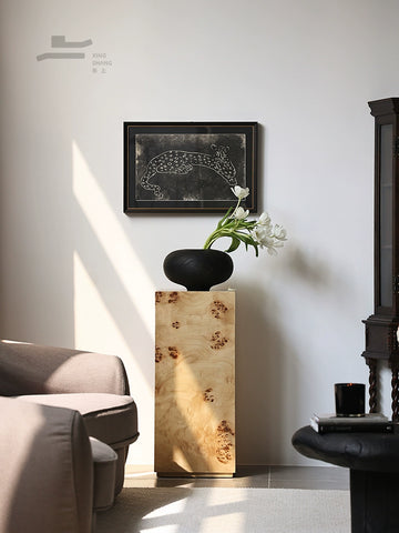 French Medieval Sculpture Table Wooden Base Pier Tree Tumor Retro Home Art Floor Ornament
