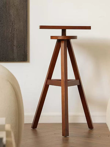 Shape Medieval Flower Stand Tripod Solid Wood Base Double-layer Storage Living Room Model House Bed and Breakfast Floor Sculpture Table Flower Table