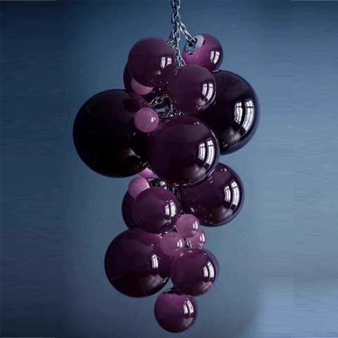 Italian Grape Fruit Theme Restaurant Grape Chandelier Empty Staircase Clubhouse Glass Lighting
