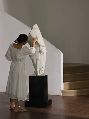 Supershaped Imitation Luxury Stone Horse Head "jingsi Drinking Dew" Medieval Ornaments Living Room Entrance Floor-standing Sculpture Art Decoration