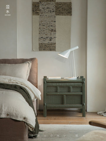 Old Wood Renovation Japanese-Style Wabi Sanfeng Homestay Weathered Wood Bedside Table Make Old Color Living Room Solid Wood Side Cabinet