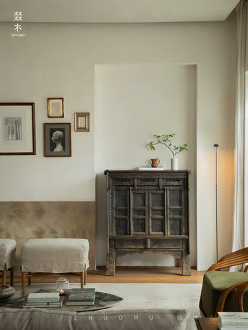 Antique Chinese Warp Cabinet\ Ming and Qing Classical Wabi Sanfeng Entrance Cabinet Living Room Locker Decorative Cabinet