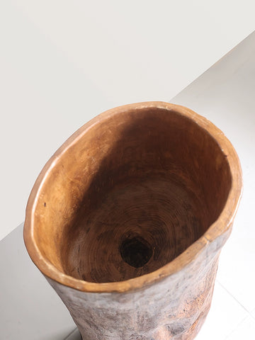 Shape on The Wabi Silent Wind Green Plant Floor Flower Device Solid Wood Whole Digging Flower Barrel B & B Retro Large Vase Decorative Ornament